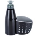 Dozownik do Naczyń VILDE 370 ml z Pojemnikiem na Gąbkę Czarny Praktyczny