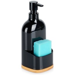 Dozownik do Naczyń VILDE 500 ml Czarny z Miejscem na Gąbkę z Bambusem