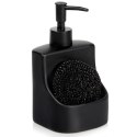 Dozownik płynu do naczyń z pojemnikiem na gąbkę i z gąbką ceramiczny czarny 400 ml
