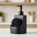 Dozownik płynu do naczyń z pojemnikiem na gąbkę i z gąbką ceramiczny czarny 400 ml