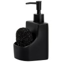 Dozownik płynu do naczyń z pojemnikiem na gąbkę i z gąbką ceramiczny czarny 400 ml
