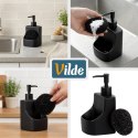 Dozownik płynu do naczyń z pojemnikiem na gąbkę i z gąbką ceramiczny czarny 400 ml