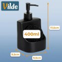 Dozownik płynu do naczyń z pojemnikiem na gąbkę i z gąbką ceramiczny czarny 400 ml