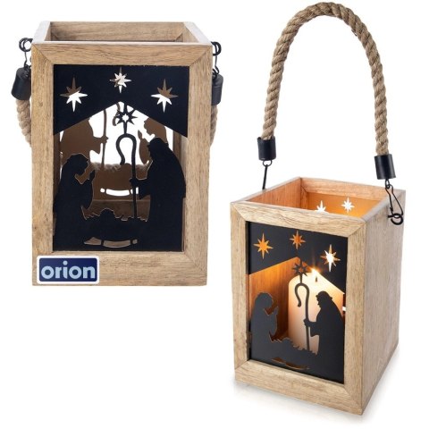 Drewniany Lampion Szopka Święta Rodzina Drewno Mango Loft ORION Adwent