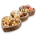 Drewniany Talerz na Przekąski Mango 40 cm 3 Serca Półmisek Dip
