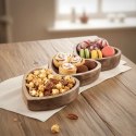 Drewniany Talerz na Przekąski Mango 40 cm 3 Serca Półmisek Dip
