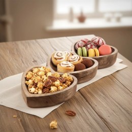 Drewniany Talerz na Przekąski Mango 40 cm 3 Serca Półmisek Dip