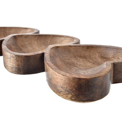Drewniany Talerz na Przekąski Mango 40 cm 3 Serca Półmisek Dip