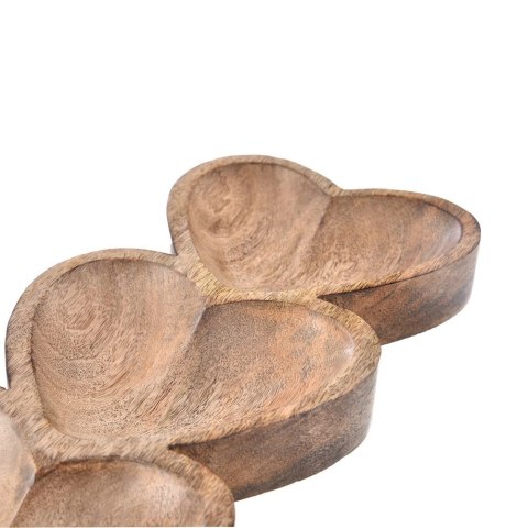 Drewniany Talerz na Przekąski Mango 40 cm 3 Serca Półmisek Dip