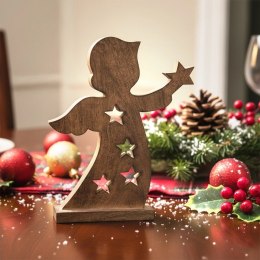 Duża Figurka Anioł 43 cm Drewno Mango Ozdoba z Gwiazdkami Loft