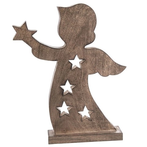 Duża Figurka Anioł 43 cm Drewno Mango Ozdoba z Gwiazdkami Loft