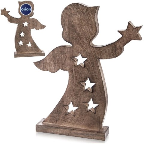 Duża Figurka Anioł 43 cm Drewno Mango Ozdoba z Gwiazdkami Loft