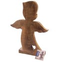 Duża Figurka Anioł z Sercem 38 cm Drewno Mango Solidna Podstawa