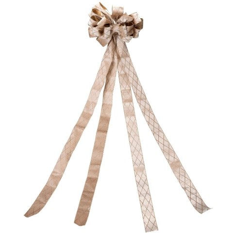 Duża Kokarda Zwieńczenie Choinki 130 cm Brokat Beżowo-Złota Dekoracja