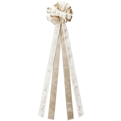 Duża Kokarda Zwieńczenie Choinki 130 cm Merry Christmas Kremowa