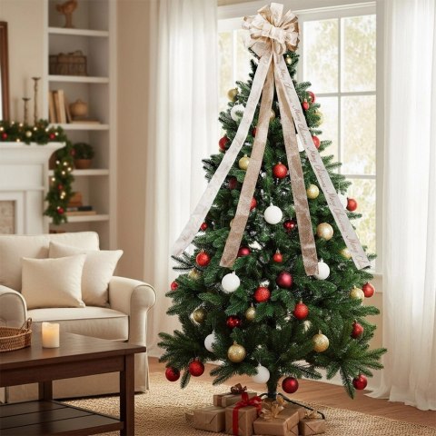 Duża Kokarda Zwieńczenie Choinki 130 cm Merry Christmas Kremowa