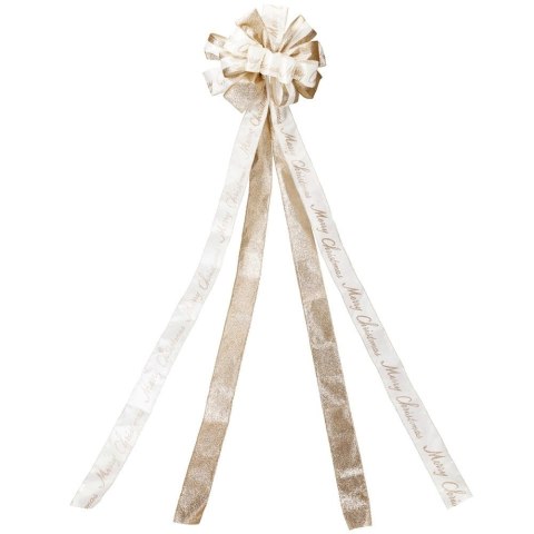 Duża Kokarda Zwieńczenie Choinki 130 cm Merry Christmas Kremowa