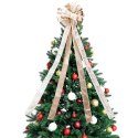 Duża Kokarda Zwieńczenie Choinki 130 cm Merry Christmas Kremowa
