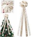 Duża Kokarda Zwieńczenie Choinki 130 cm Merry Christmas Kremowa