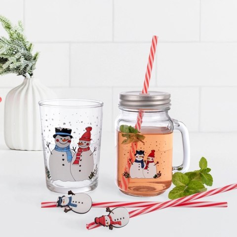 Duża Szklanka Zimowy Motyw Bałwanki 500ml Szkło Zmywarka ORION