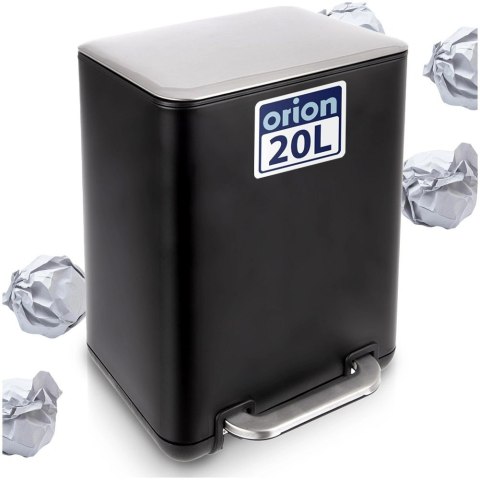 Duży Kosz na Śmieci 20 L Czarny Stalowy z Pedałem ORION Seria Black