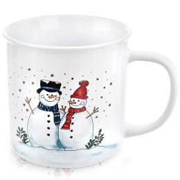 Duży Kubek Ceramiczny 470 ml Zimowy Motyw Bałwanki na Prezent