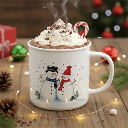 Duży Kubek Ceramiczny 470 ml Zimowy Motyw Bałwanki na Prezent