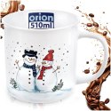 Duży Kubek Ceramiczny 470 ml Zimowy Motyw Bałwanki na Prezent