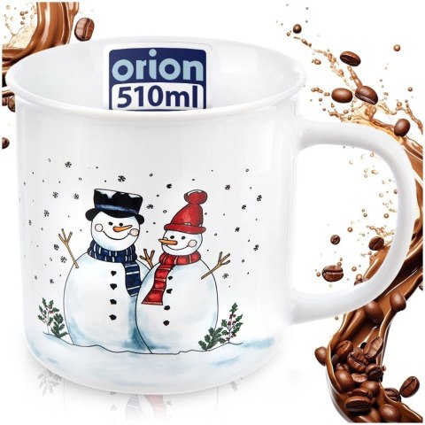 Duży Kubek Ceramiczny 470 ml Zimowy Motyw Bałwanki na Prezent