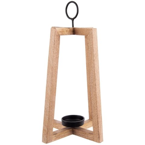 Duży Świecznik Drewno Mango 44 cm Lampion Boho z Metalem ORION Loft
