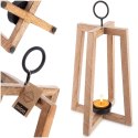 Duży Świecznik Drewno Mango 44 cm Lampion Boho z Metalem ORION Loft