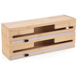 Dyspenser 2w1 na Folię i Papier do Pieczenia Bambus Nożyk 34 cm