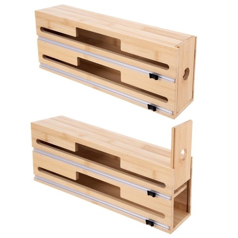 Dyspenser 2w1 na Folię i Papier do Pieczenia Bambus Nożyk 34 cm