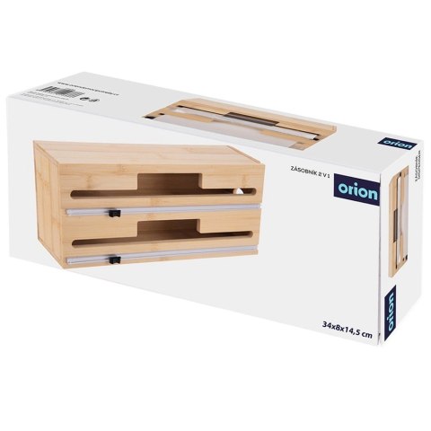 Dyspenser 2w1 na Folię i Papier do Pieczenia Bambus Nożyk 34 cm