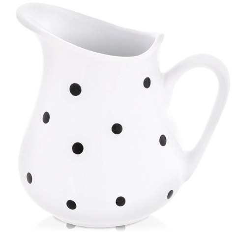 Dzbanek Ceramiczny 480 ml Biały w Czarne Groszki Mlecznik Dots ORION