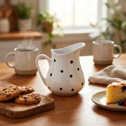 Dzbanek Ceramiczny 480 ml Biały w Czarne Groszki Mlecznik Dots ORION