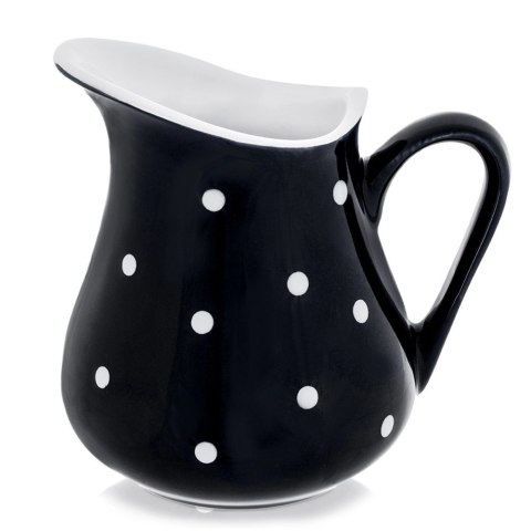 Dzbanek Ceramiczny 480 ml Czarny w Groszki Dots Mlecznik Sosjerka