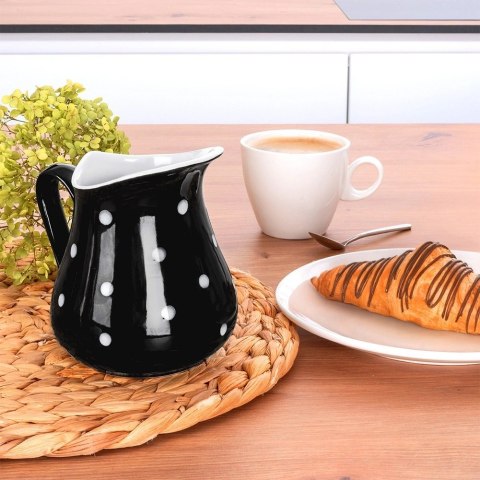 Dzbanek Ceramiczny 480 ml Czarny w Groszki Dots Mlecznik Sosjerka