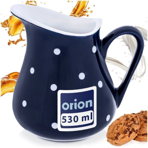 Dzbanek Ceramiczny 480 ml Granatowy w Groszki Dots Mlecznik ORION