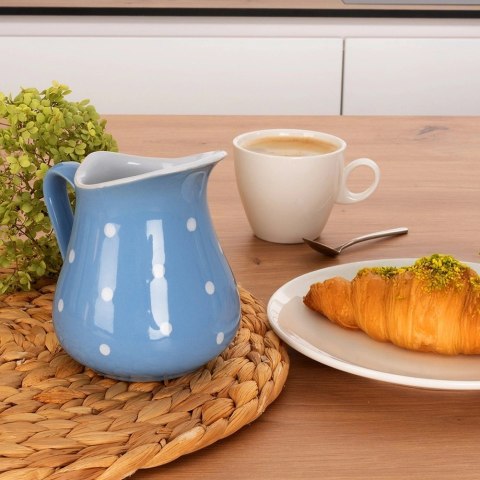 Dzbanek Ceramiczny 480 ml Niebieski w Groszki Dots Mlecznik Sosjerka