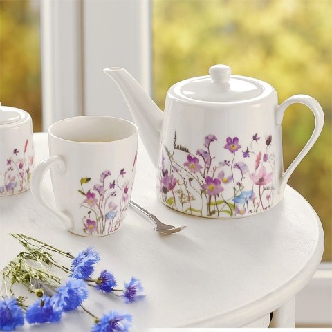 Dzbanek Porcelanowy do Kawy Herbaty 1 L Louka Polne Maki i Kwiaty