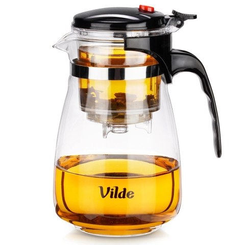 Dzbanek Szklany VILDE Zaparzacz 960 ml System Spustowy Gorące Zimne