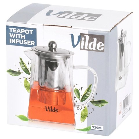 Dzbanek Szklany Zaparzacz Sitko Kwadrat 920ml Herbaty Ziół VILDE