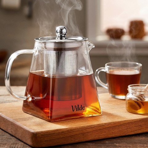 Dzbanek Szklany Zaparzacz Sitko Kwadratowe 490ml Herbaty VILDE