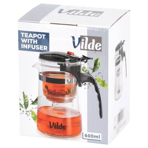 Dzbanek Szklany Zaparzacz VILDE 600 ml System Spustowy Borokrzemowe