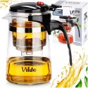 Dzbanek Szklany Zaparzacz VILDE 600 ml System Spustowy Borokrzemowe