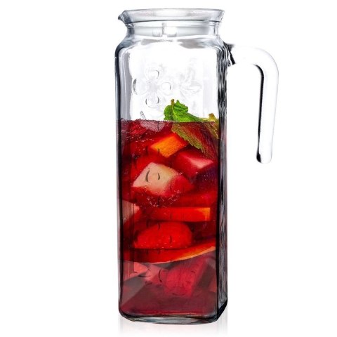 Dzbanek Szklany z Pokrywką ORION 1,2 L Ryflowany do Lodówki z Pokrywką