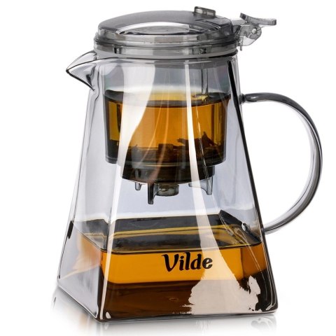 Dzbanek Zaparzacz Szkło 880 ml System Spustowy Kwadratowy VILDE