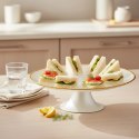 Elegancka Patera na Tort Ciasto Szkło Białe Złoty Rant 21cm Nóżka