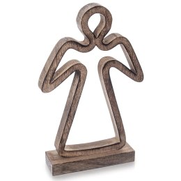 Figurka Anioł 29 cm Drewno Mango Naturalna Ozdoba na Podstawie